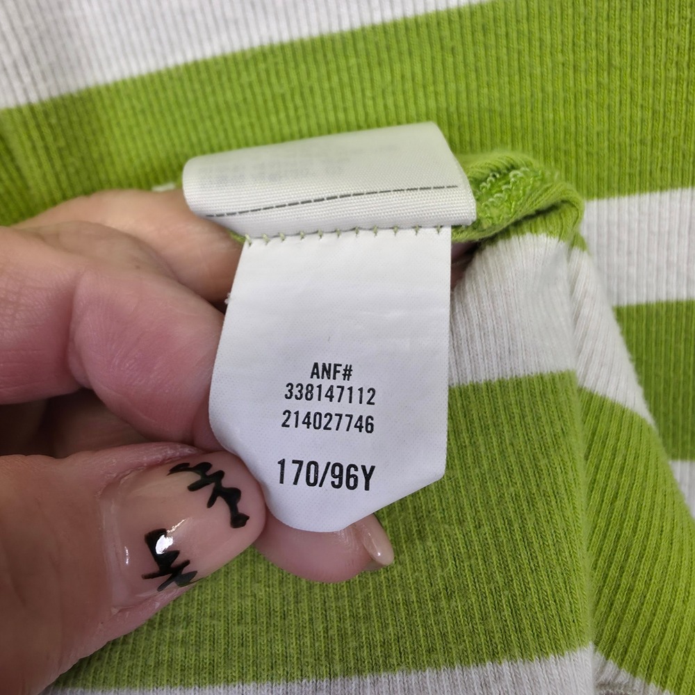 Y2K Hollister Tank Top Women L Green White Striped Knit Ribbed Racerback Stretch - Picture 10 of 14